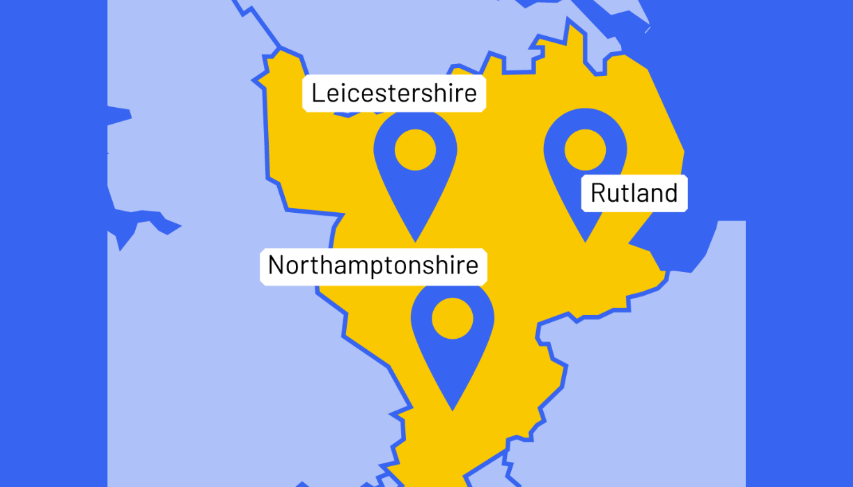 East Midlands pilot region map