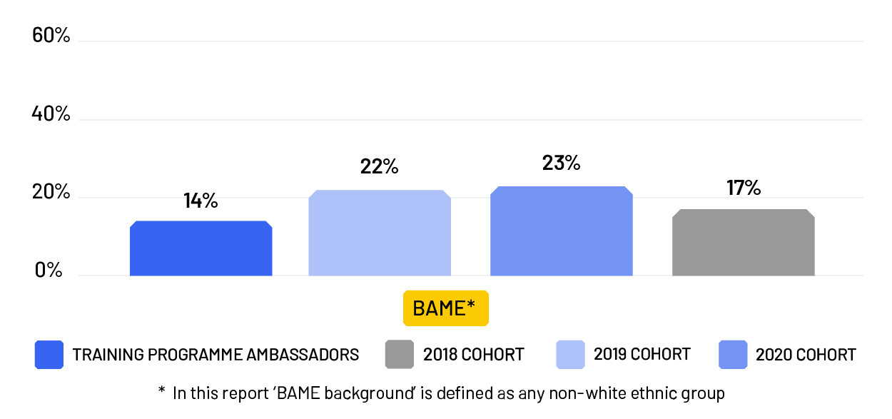 1.1 Ambassadors v current trainees - BAME