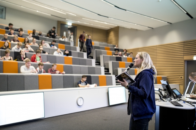 Brand Manager delivering a lecture shout