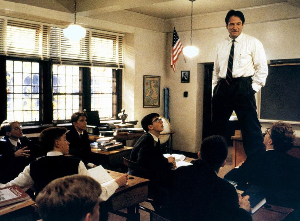 Robin Williams as John Keating in the 1989 film Dead Poets Society © Allstar/Touchstone