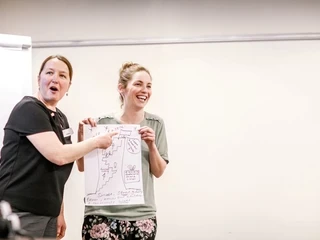 Two women presenting