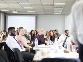 A group of undergraduates at a Teach First leadership development event.