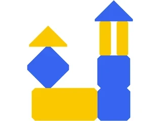 Teach First brand shapes stacked like toy building blocks