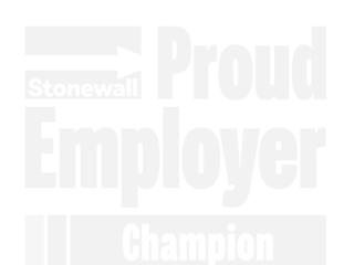 Proud Employer Champion logo in pale stone colour
