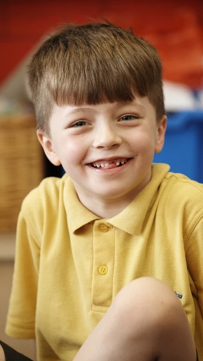 school pupil looks at camera