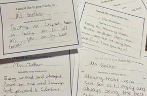 Thank you notes to Ms Mather